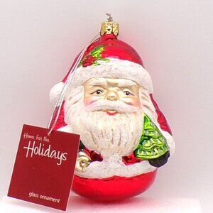Santa Clause Glass Christmas Ornament